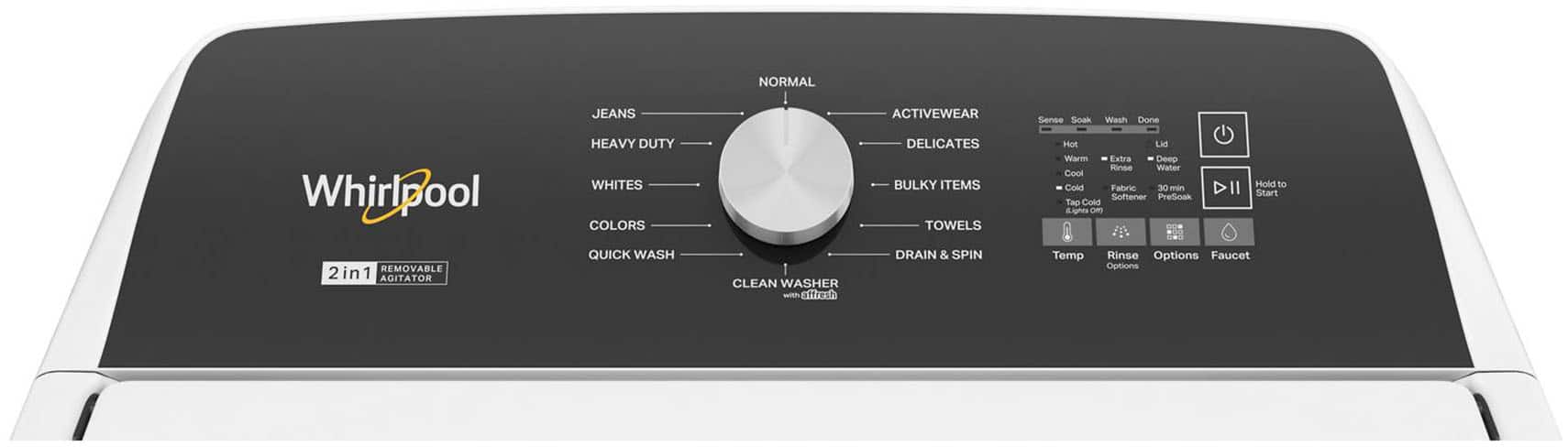 Alt View 12. Whirlpool - 4.7-4.8 Cu. Ft. Top Load Washer with 2 in 1 Removable Agitator - White.