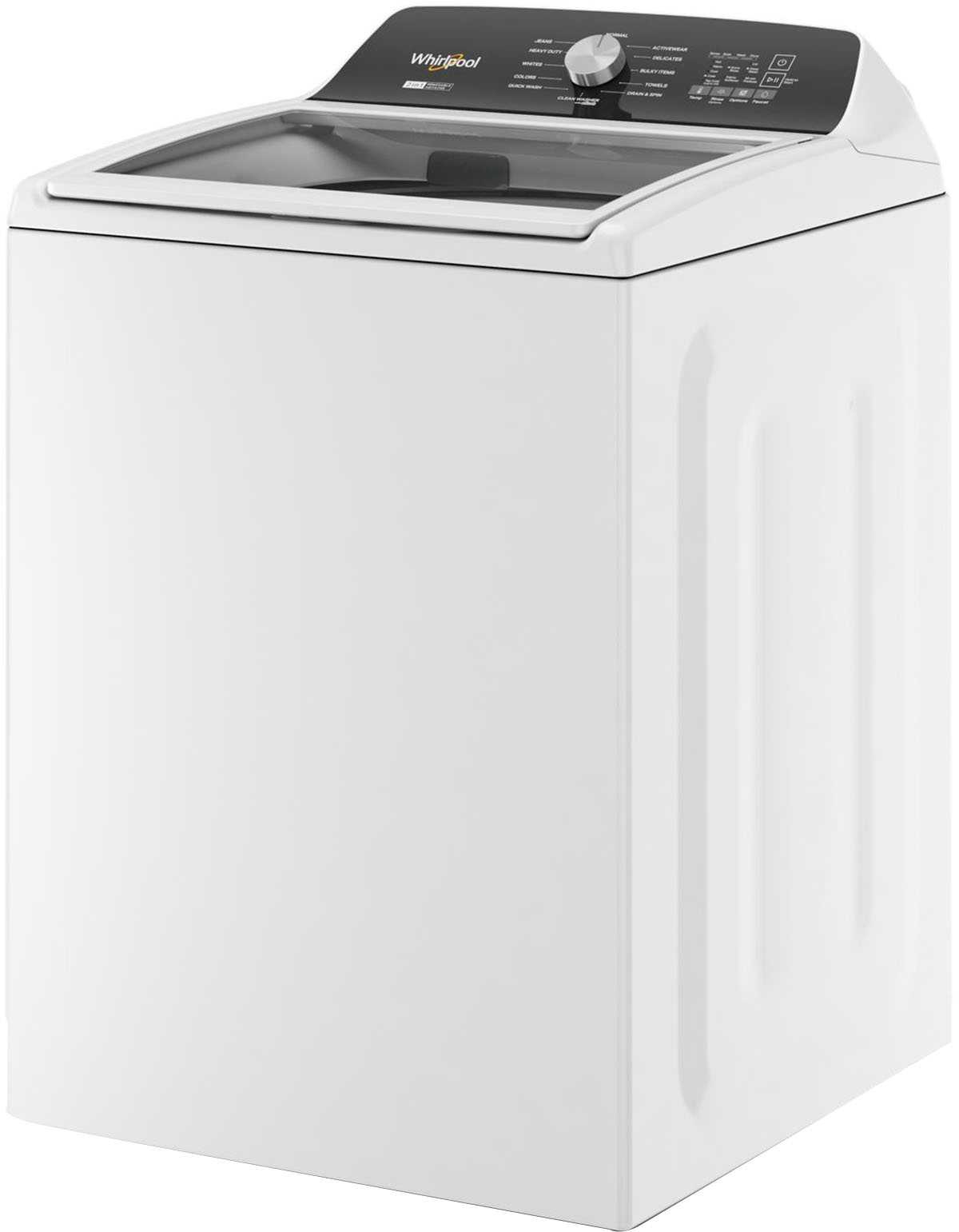 Left View: Whirlpool - 4.7-4.8 Cu. Ft. Top Load Washer with 2 in 1 Removable Agitator - White