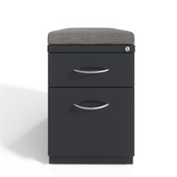Hirsh - 20-inch Deep Mobile Pedestal File 2-Drawer Box-File with Arch Pull and Seat Cushion, Charcoal/Chinchilla - Charcoal / Chinchilla - Front_Zoom