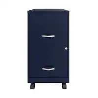 Space Solutions - 18" 2 Drawer Mobile Smart Vertical File Cabinet - Navy - Front_Zoom