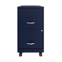 Space Solutions - 18" 2 Drawer Mobile Smart Vertical File Cabinet - Navy - Front_Zoom