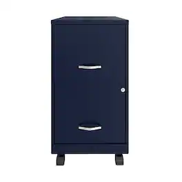 Space Solutions - 18" 2 Drawer Mobile Smart Vertical File Cabinet - Navy