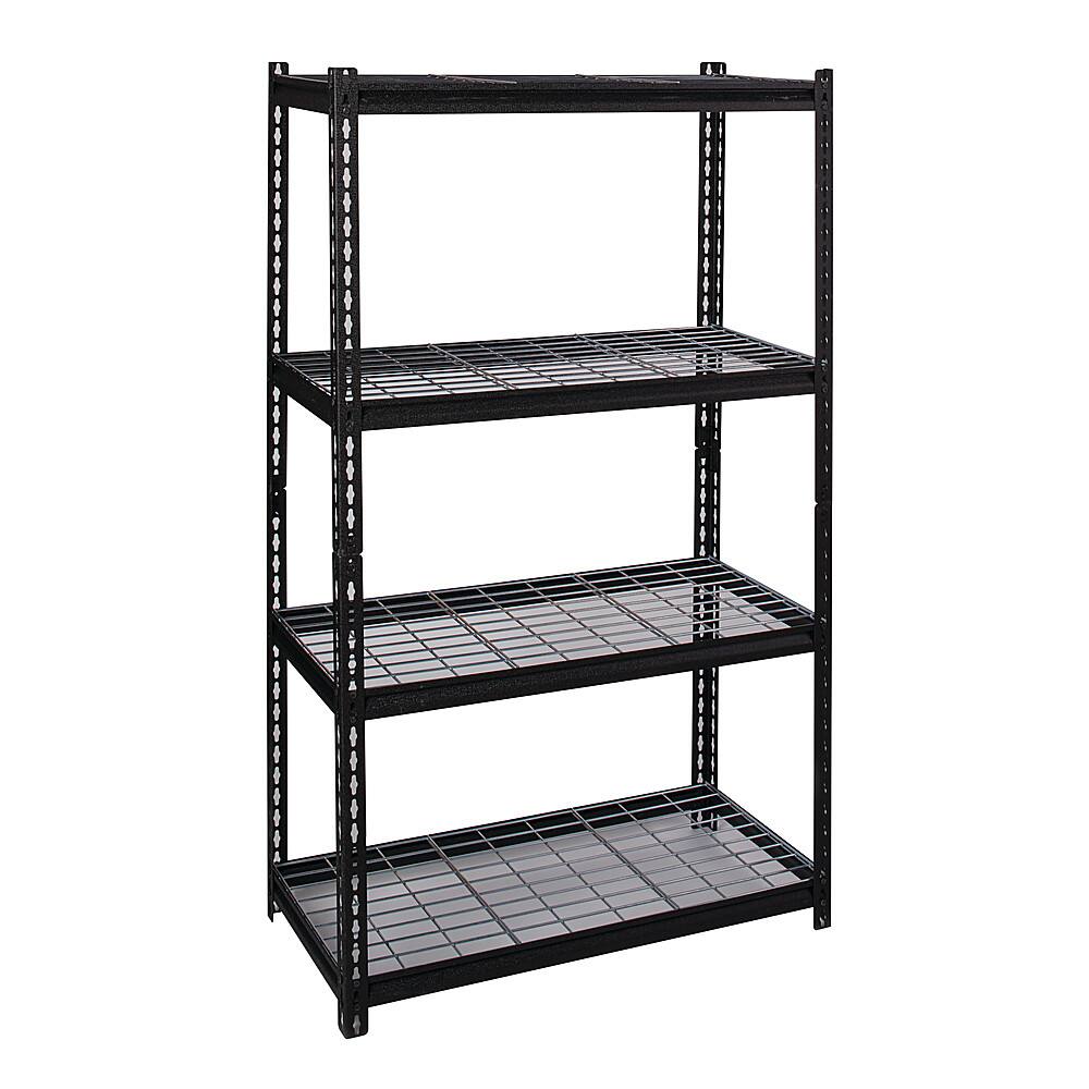 Angle. Iron Horse - 2300 Riveted Steel Wire Deck Shelving 4-Shelf Unit, 18D x 36W x 60H - Black.