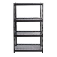 Space Solutions - 2300 Riveted Steel Wire Deck Shelving 4-Shelf Unit, 18D x 36W x 60H - Black - Front_Zoom