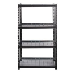 Space Solutions - 2300 Riveted Steel Wire Deck Shelving 4-Shelf Unit, 18D x 36W x 60H - Black - Front_Zoom