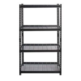 Iron Horse - 2300 Riveted Steel Wire Deck Shelving 4-Shelf Unit, 18D x 36W x 60H - Black