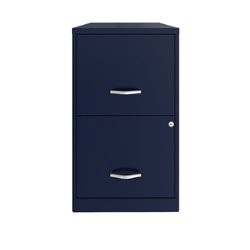 Space Solutions - 18in. 2 Drawer Metal File Cabinet - Navy - Front_Zoom
