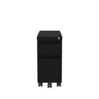 Hirsh 20-inch Deep Mobile Zip Pedestal 2-Drawer Box-File with Full Width Pull, Black - Black - Front_Zoom