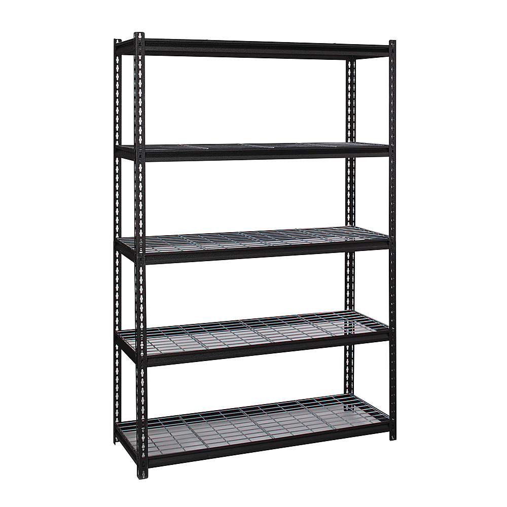 Angle View: Space Solutions - 2300 Riveted Wire Deck Shelving, 5-Shelf, 18Dx48Wx72H - Black