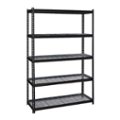 Angle Zoom. Space Solutions - 2300 Riveted Wire Deck Shelving, 5-Shelf, 18Dx48Wx72H - Black.