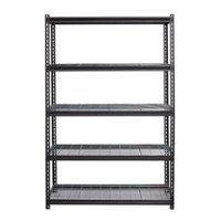 Space Solutions - 2300 Riveted Wire Deck Shelving, 5-Shelf, 18Dx48Wx72H - Black - Front_Zoom