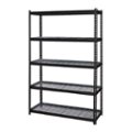 Left Zoom. Space Solutions - 2300 Riveted Wire Deck Shelving, 5-Shelf, 18Dx48Wx72H - Black.