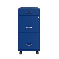 Space Solutions - 18" Deep 3 Drawer Mobile Metal File Cabinet with Pencil Drawer - Classic Blue - Front_Zoom