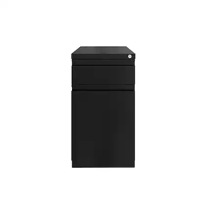 Front. Hirsh - 20-inch Deep Mobile Pedestal File 2-Drawer Box-Backpack with Full Width Pull - Black.