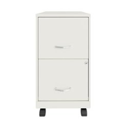 Space Solutions - 18" 2 Drawer Mobile Smart Vertical File Cabinet - Pearl White - Front_Zoom