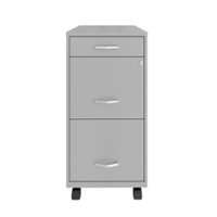 Space Solutions - 18" Deep 3 Drawer Mobile Metal File Cabinet with Pencil Drawer - Arctic Silver - Front_Zoom