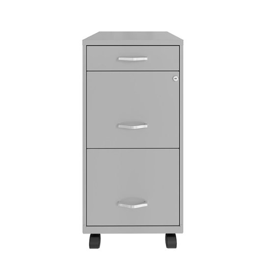 Front Zoom. Space Solutions - 18" Deep 3 Drawer Mobile Metal File Cabinet with Pencil Drawer - Arctic Silver.
