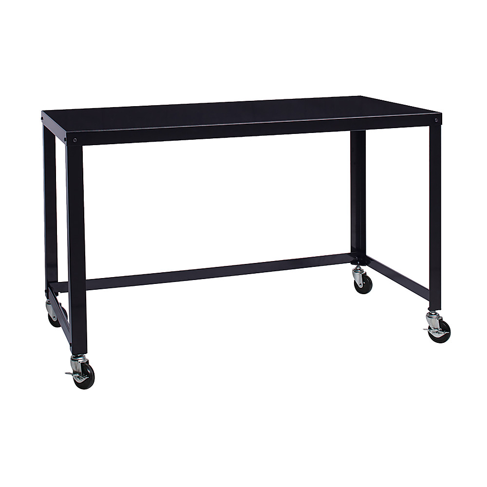 Angle View: Hirsh - Ready-to-assemble 48-inch Wide Mobile Metal Desk - Black