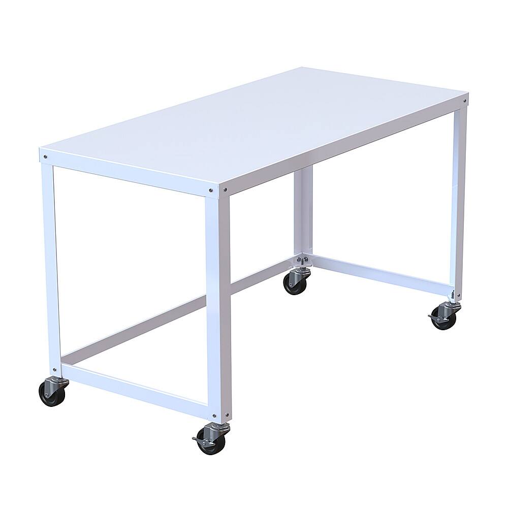 Angle. Hirsh - Ready-to-assemble 48-inch Wide Mobile Metal Desk - White.
