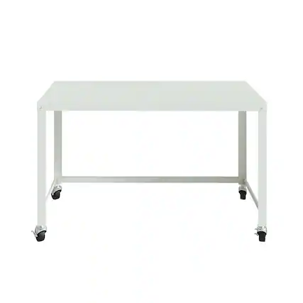 Front. Hirsh - Ready-to-assemble 48-inch Wide Mobile Metal Desk - White.