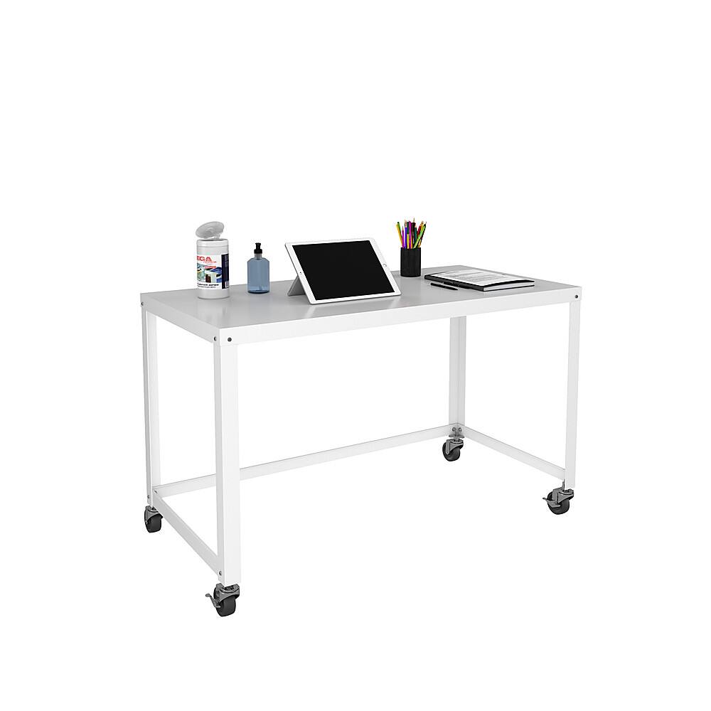 Left. Hirsh - Ready-to-assemble 48-inch Wide Mobile Metal Desk - White.
