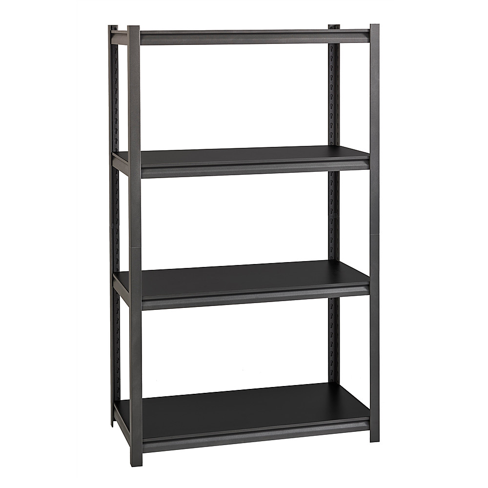 Angle View: Space Solutions - 3200 Riveted Steel Shelving 4-Shelf Unit, 18D x 36W x 60H - Gunmetal Gray - Black