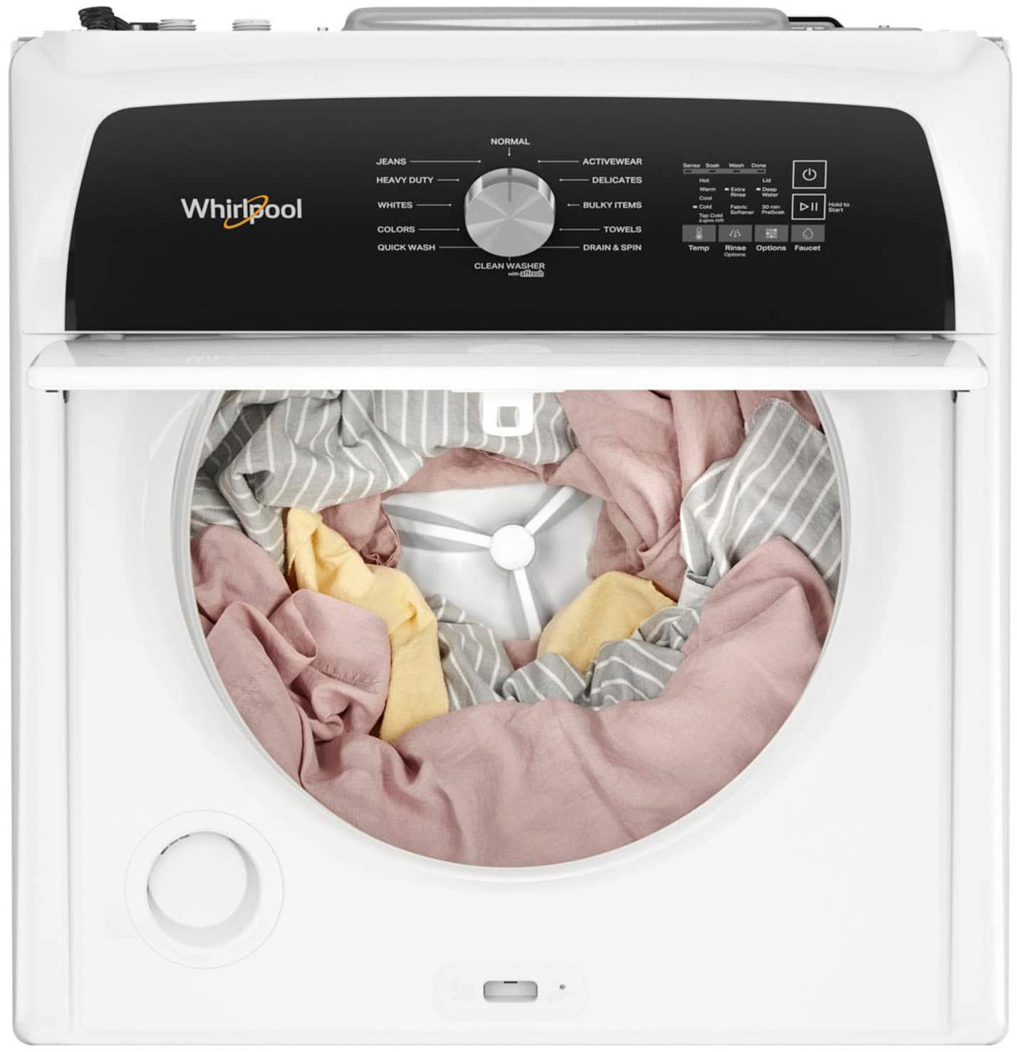 Left. Whirlpool - 4.6 Cu. Ft. Top Load Washer with Built-In Water Faucet - White.