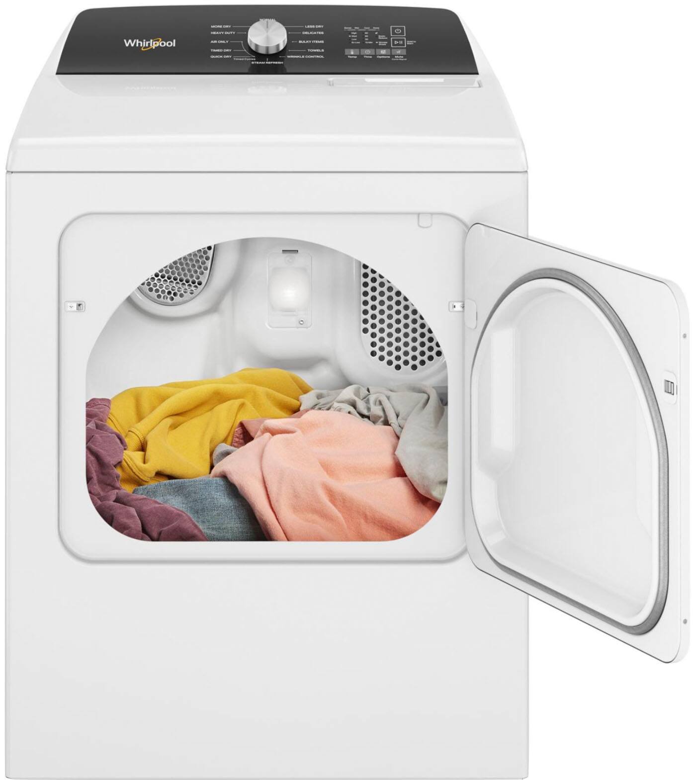 Alt View 6. Whirlpool - 7.0 Cu. Ft. Electric Dryer with Steam and Moisture Sensing - White.