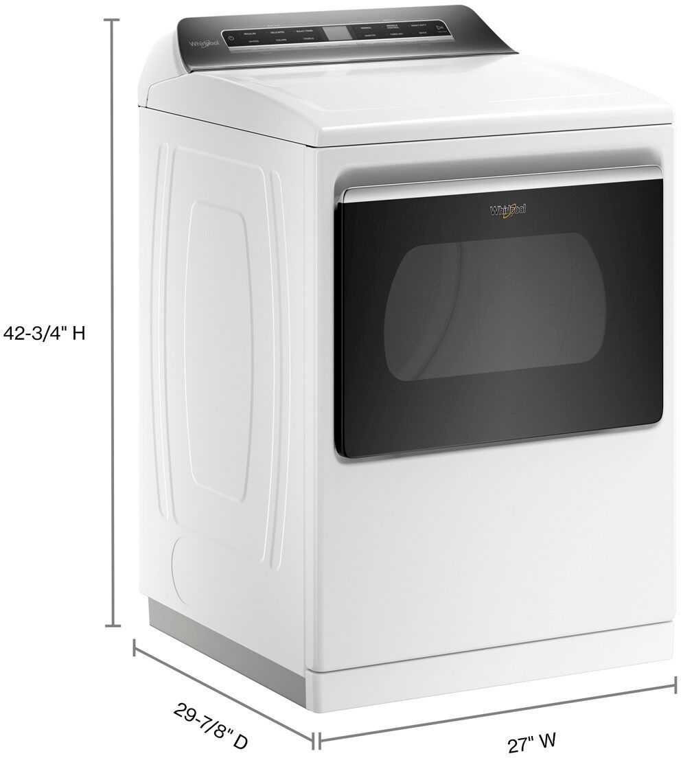 Alt View 1. Whirlpool - 7.4 Cu. Ft. Smart Electric Dryer with Steam and Advanced Moisture Sensing - White.