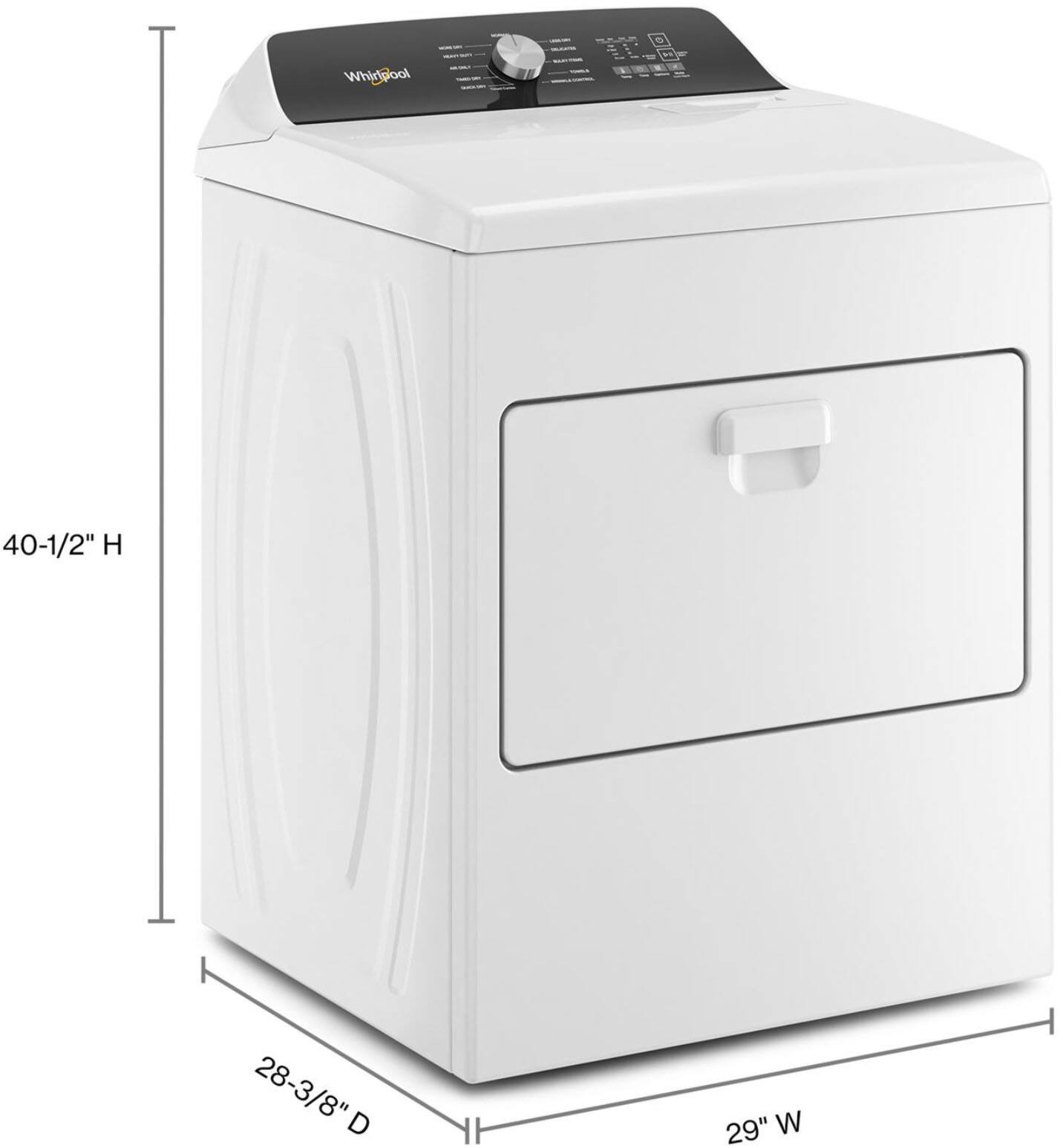 Angle. Whirlpool - 7 Cu. Ft. Electric Dryer with Moisture Sensing - White.