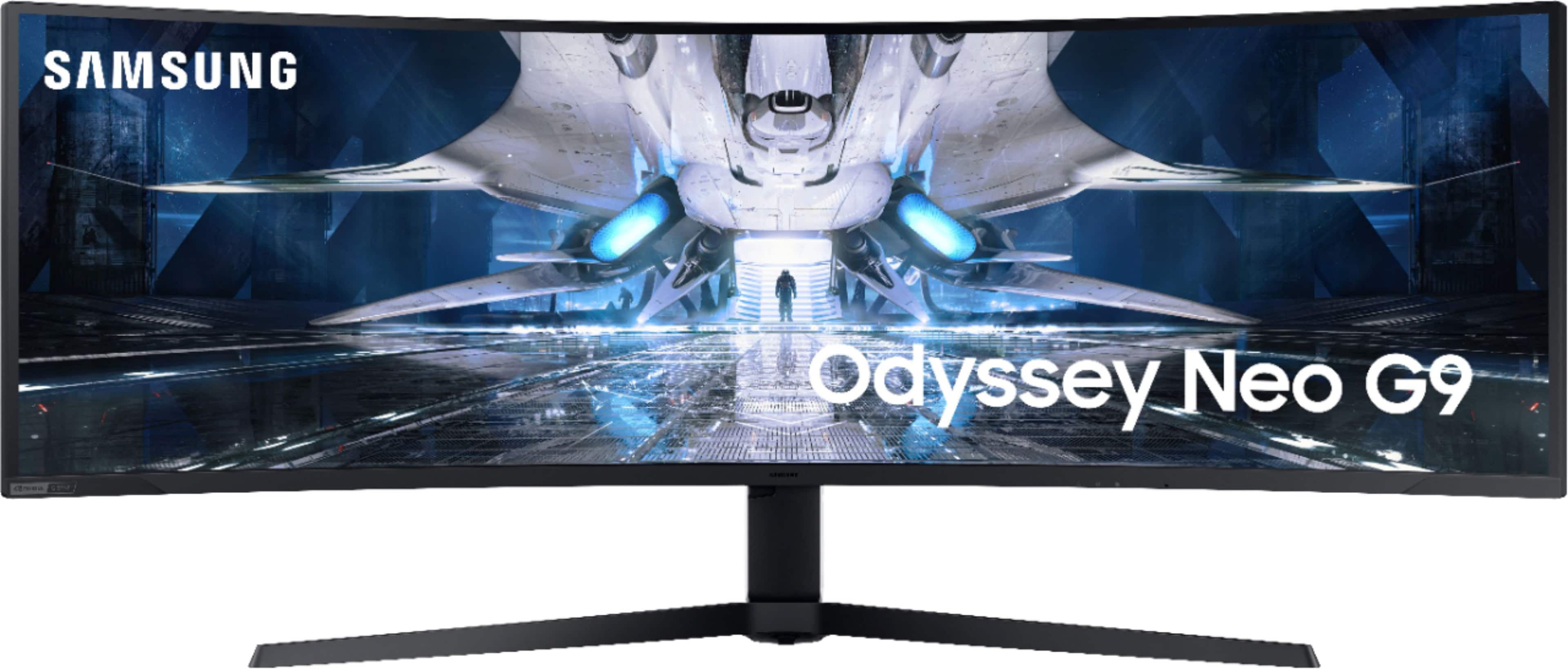 Front. Samsung - Odyssey 49” 1000R Curved Dual QHD FreeSync & G-Sync Gaming Monitor - Black.