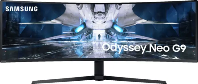 Front. Samsung - Odyssey 49” 1000R Curved Dual QHD FreeSync & G-Sync Gaming Monitor - Black.