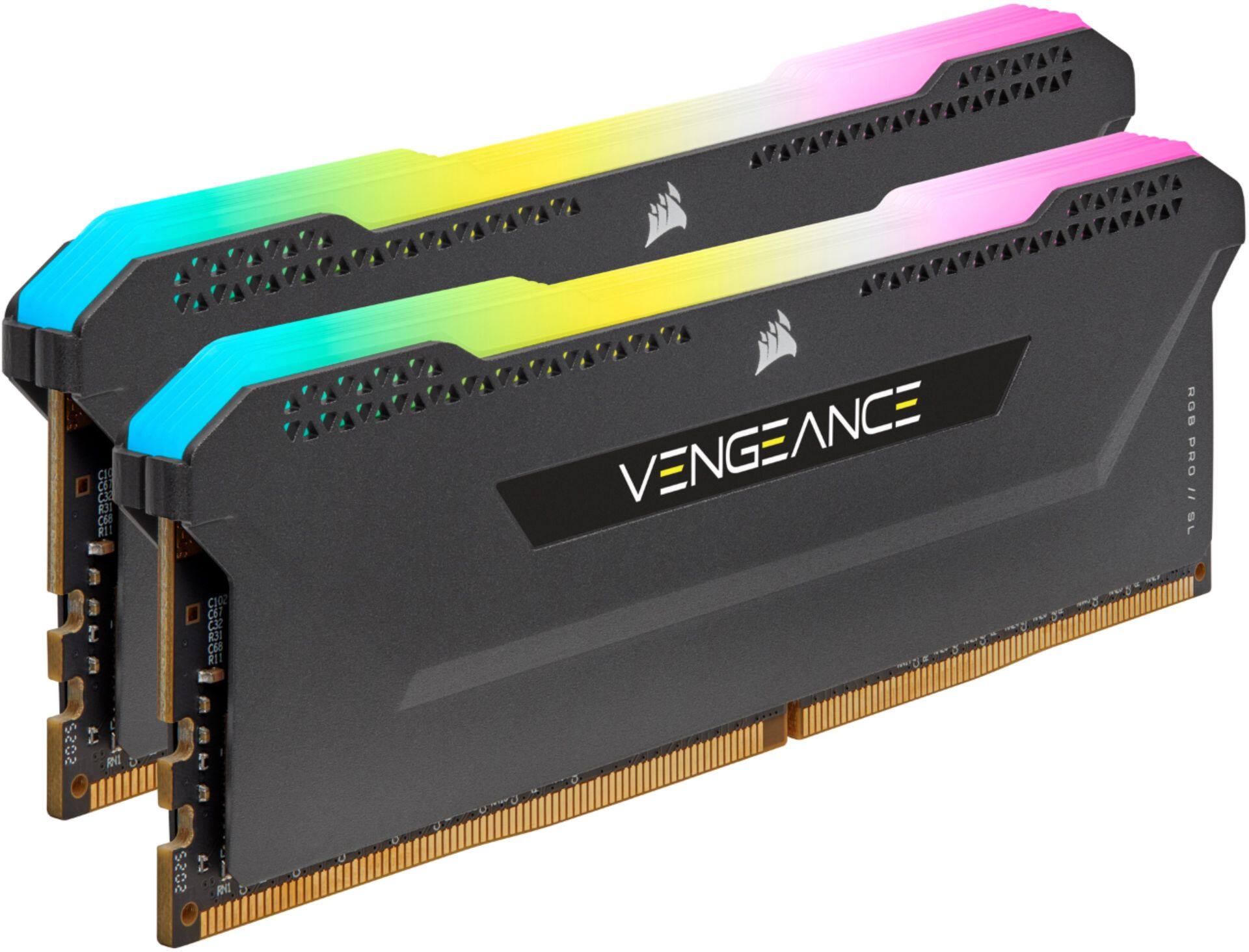 Alt View 11. CORSAIR - VENGEANCE RGB PRO SL 32GB (2PK x 16GB) 3200MHz DDR4 C16 DIMM Desktop Memory - Black.