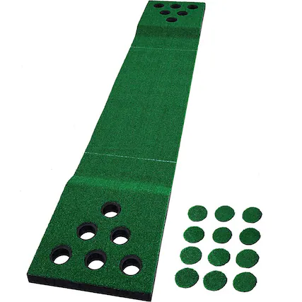 Angle. Big Sky Company - Pong Golf Putting Mat Game with 12 Cup Covers - Portable Putting Green with Non-Slip Bottom for Outdoor Games - Green.