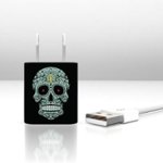 Front. KB Covers - Apple 5W USB Power Adapter & Apple 2m Lightning Cable - Sugar Skull.