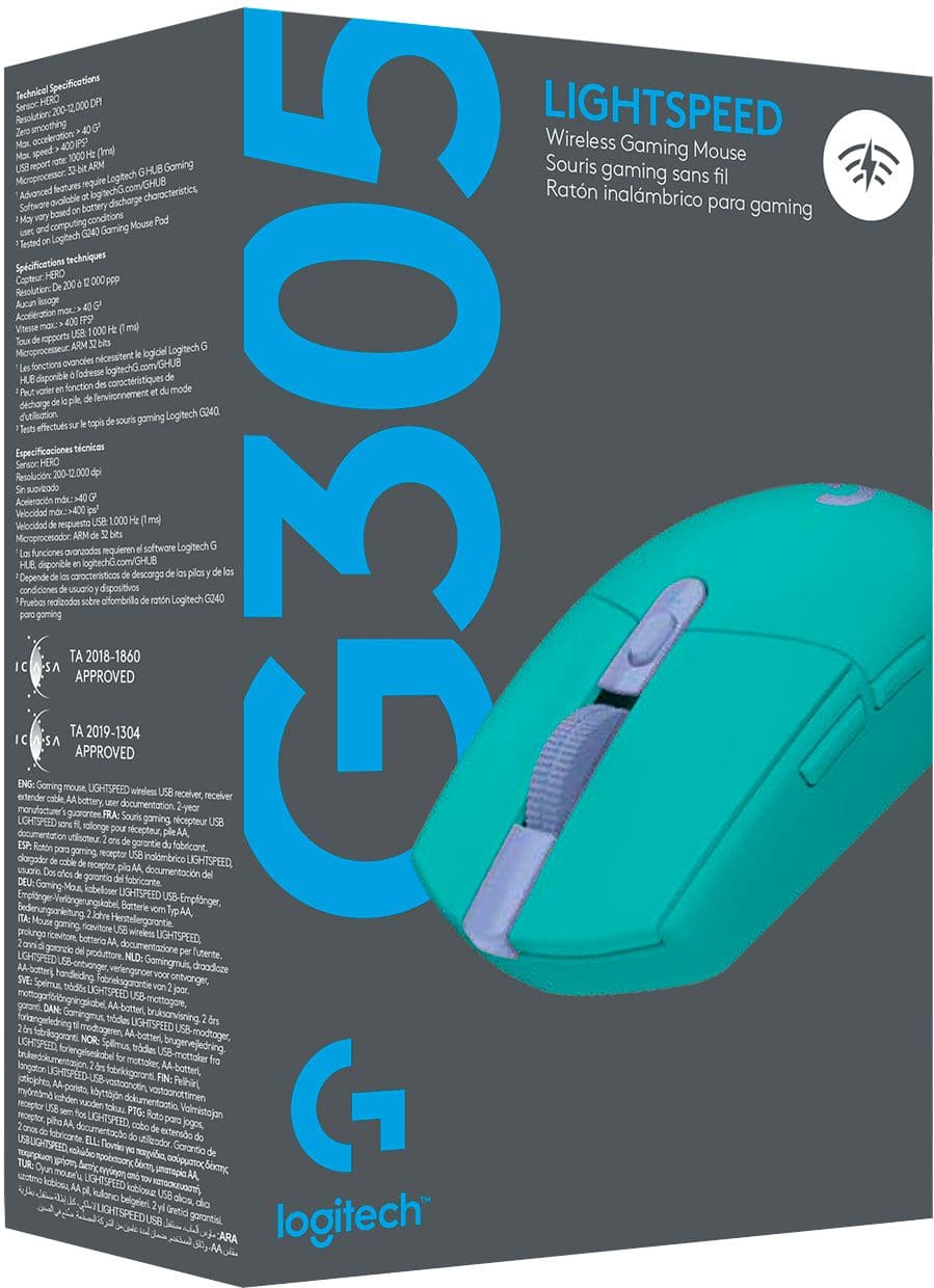 The technical specifications of the Logitech G240 gaming mouse include a resolution of 200-2,000 LIGHTSPEED, smoothing acceleration, and a wireless speed of 1000 Hz. The mouse is designed for gaming and computing, and it requires a microprocessor to function. The Logitech G240 gaming mouse comes with advanced features such as a scroll wheel, a DPI switch, and customizable RGB lighting. The box also includes a G240 gaming mouse, a USB receiver, a quick start guide, and a warranty card.