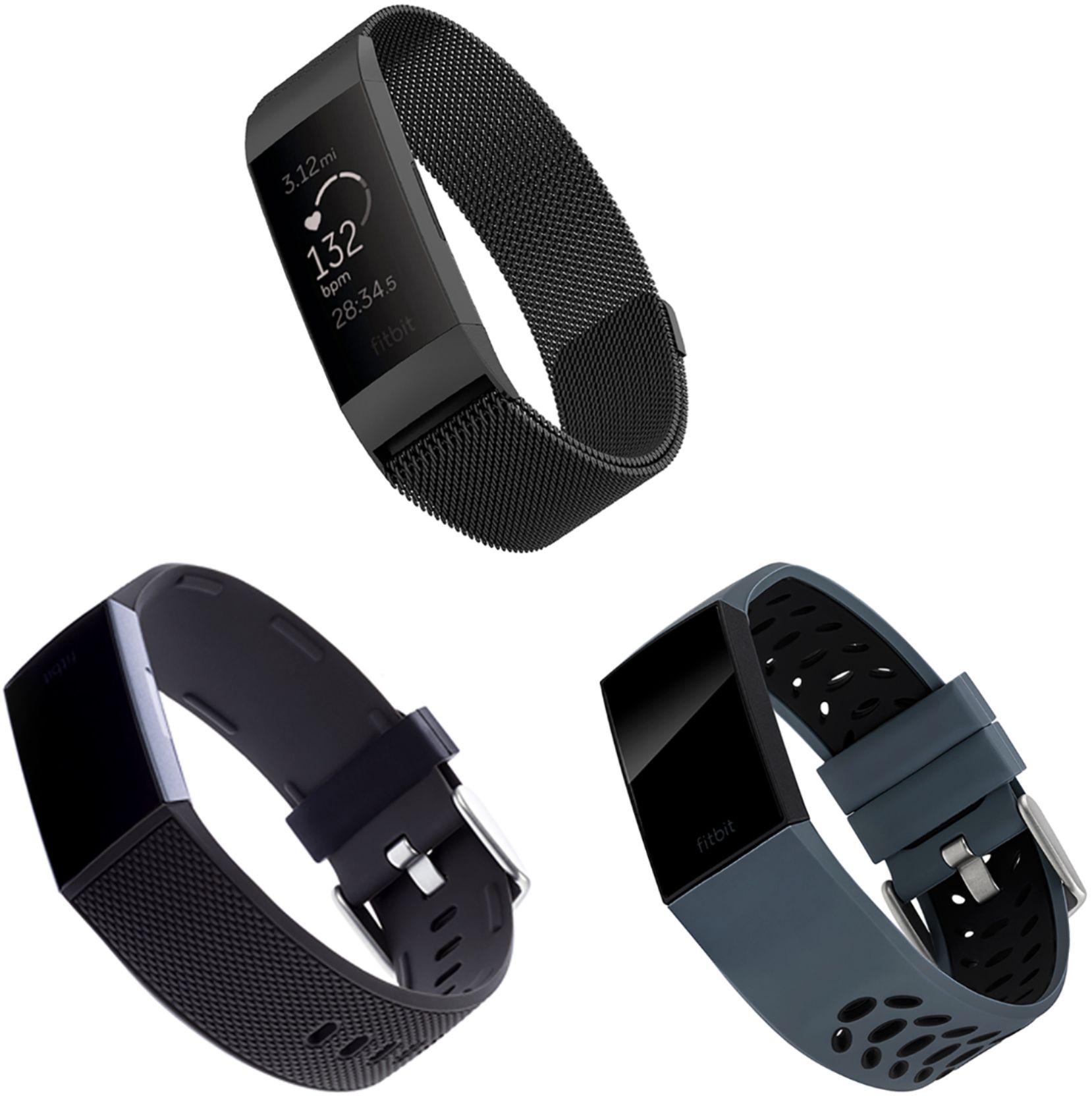 Charge 3 SE Pack 3 Silicone Bands for Fitbit Charge 4 Fitbit Charge 3 