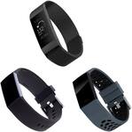 WITHit 3 Pack Sport Mesh Woven Silicone Band for Fitbit Charge 3 and 4 Black Mesh Bluestone Sport Black Woven Silicone 55480BBR Best Buy