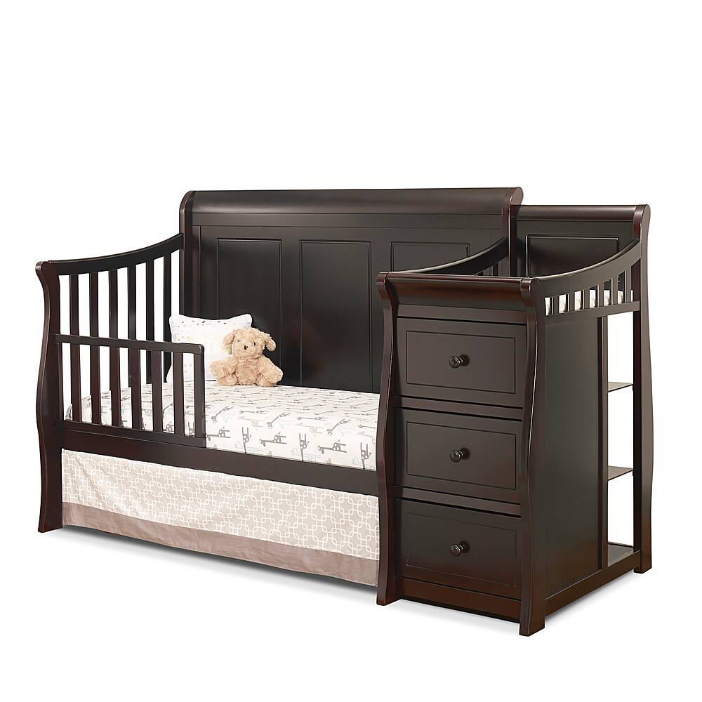 Angle View: Sorelle - Princeton Elite Panel Crib & Changer - Espresso