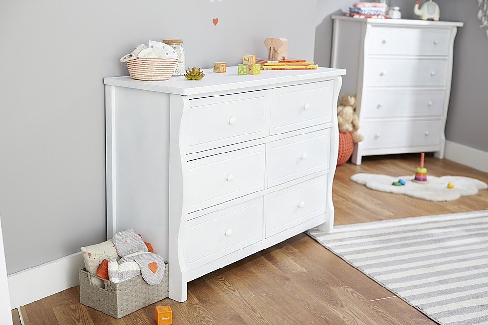 Left View: Sorelle Furniture Portofino Wood Nightstand for Baby in Brushed Ivory