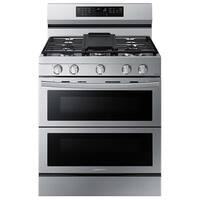 Samsung - Open Box 6.0 cu. ft. Smart Freestanding Gas Range with Flex Duo, Stainless Cooktop & Air Fry - Stainless Steel - Front_Zoom
