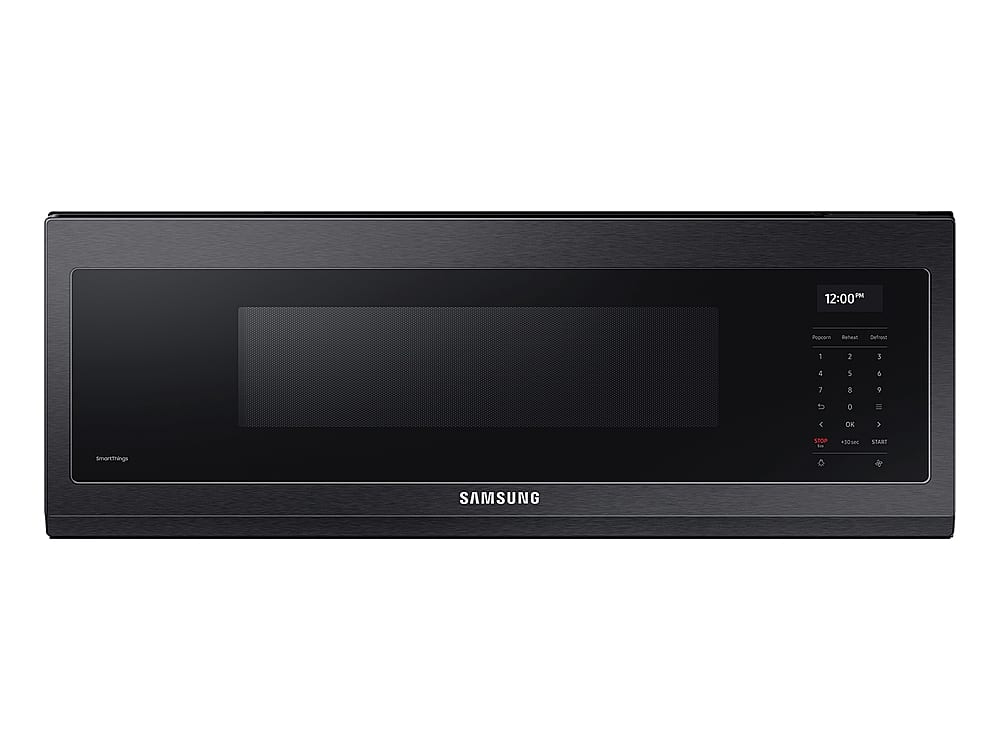 Samsung - 1.1 cu. ft. Smart SLIM Over-the-Range Microwave with 550 CFM Hood Ventilation - Black Stainless Steel - Front_Zoom