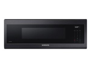 Samsung - 1.1 cu. ft. Smart SLIM Over-the-Range Microwave with 550 CFM Hood Ventilation, Wi-Fi & Voice Control - Black Stainless Steel