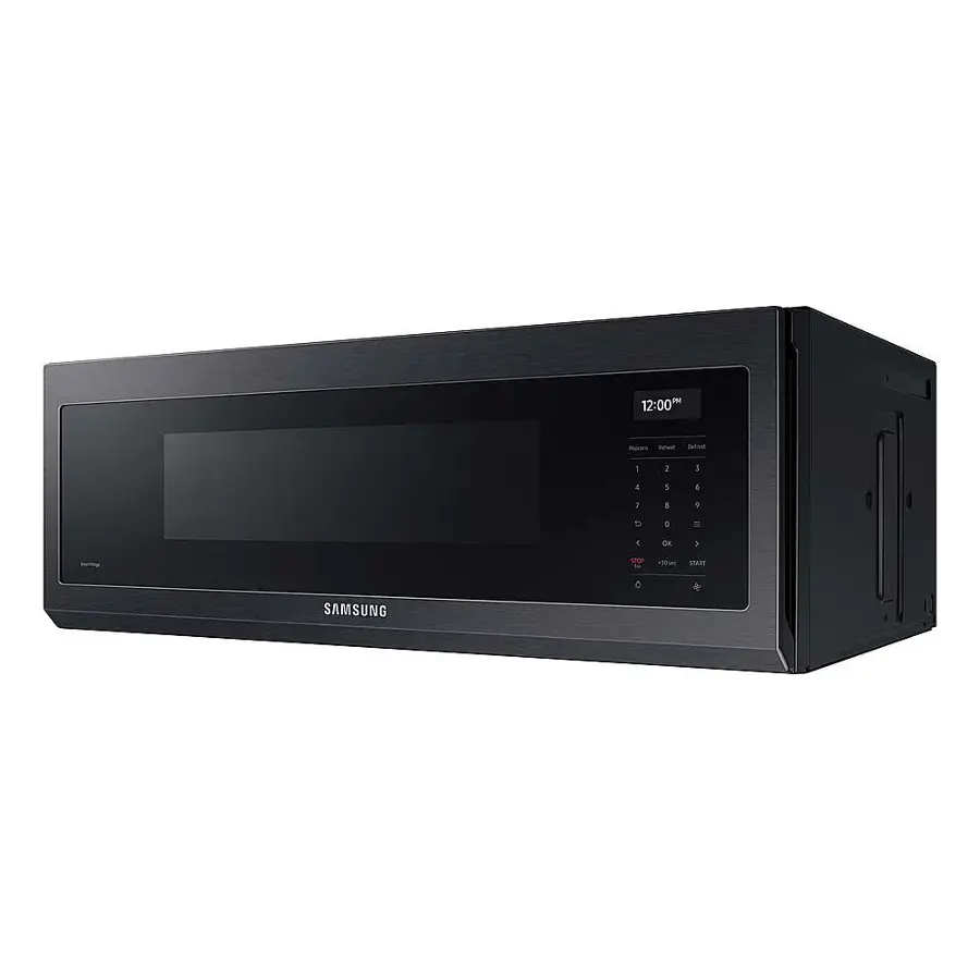 Alt View 14. Samsung - 1.1 cu. ft. Smart SLIM Over-the-Range Microwave with 550 CFM Hood Ventilation, Wi-Fi & Voice Control - Black Stainless Steel.