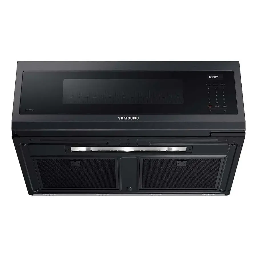 Alt View 17. Samsung - 1.1 cu. ft. Smart SLIM Over-the-Range Microwave with 550 CFM Hood Ventilation, Wi-Fi & Voice Control - Black Stainless Steel.