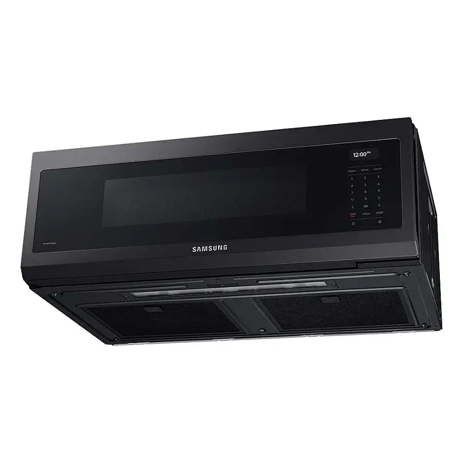 Alt View 18. Samsung - 1.1 cu. ft. Smart SLIM Over-the-Range Microwave with 550 CFM Hood Ventilation, Wi-Fi & Voice Control - Black Stainless Steel.
