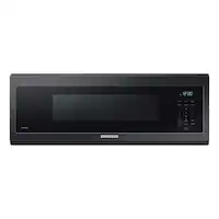 Samsung - 1.1 cu. ft. Smart SLIM Over-the-Range Microwave with 400 CFM Hood Ventilation - Black Stainless Steel - Front_Zoom