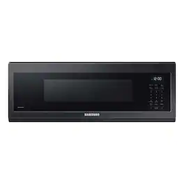 Samsung - Open Box 1.1 cu. ft. Smart SLIM Over-the-Range Microwave with 400 CFM Hood Ventilation, Wi-Fi & Voice Control - Black Stainless Steel