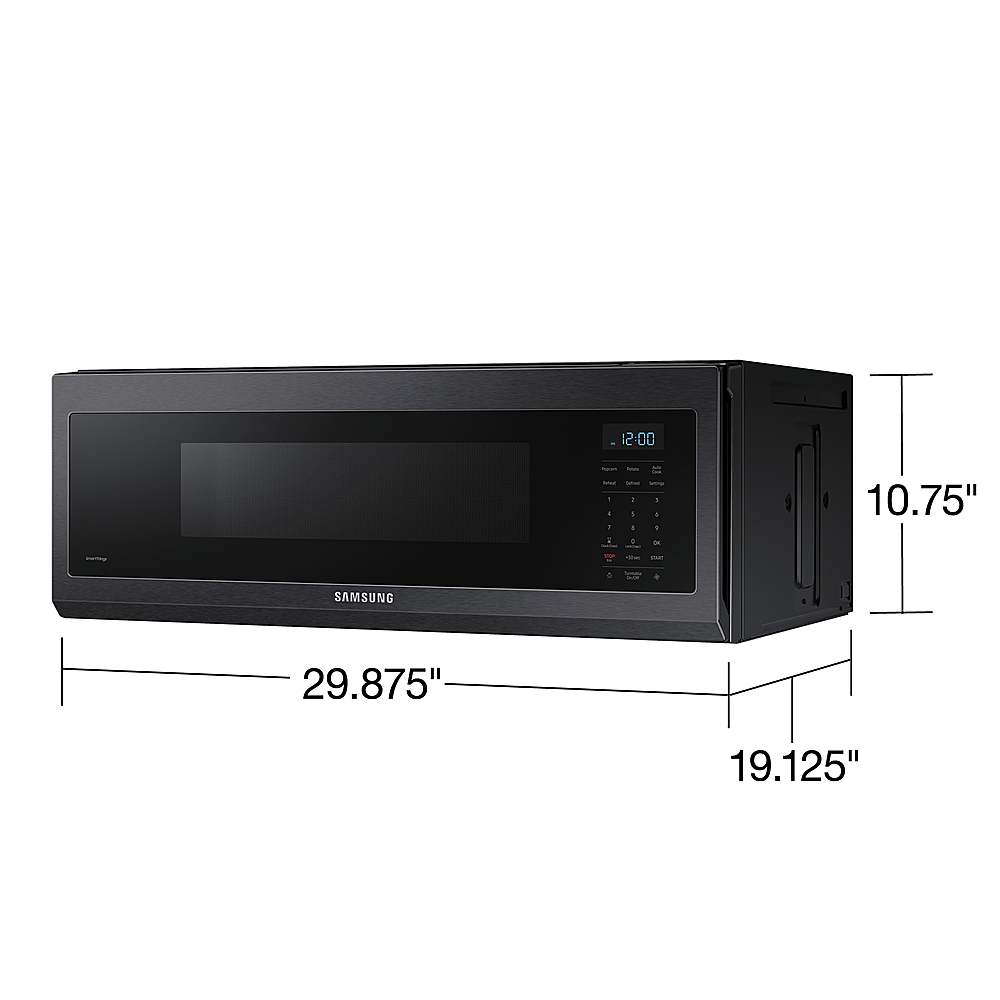 stel voor Ongepast datum Samsung 1.1 cu. ft. Smart SLIM Over-the-Range Microwave with 400 CFM Hood  Ventilation, Wi-Fi & Voice Control Black Stainless Steel ME11A7510DG/AA -  Best Buy