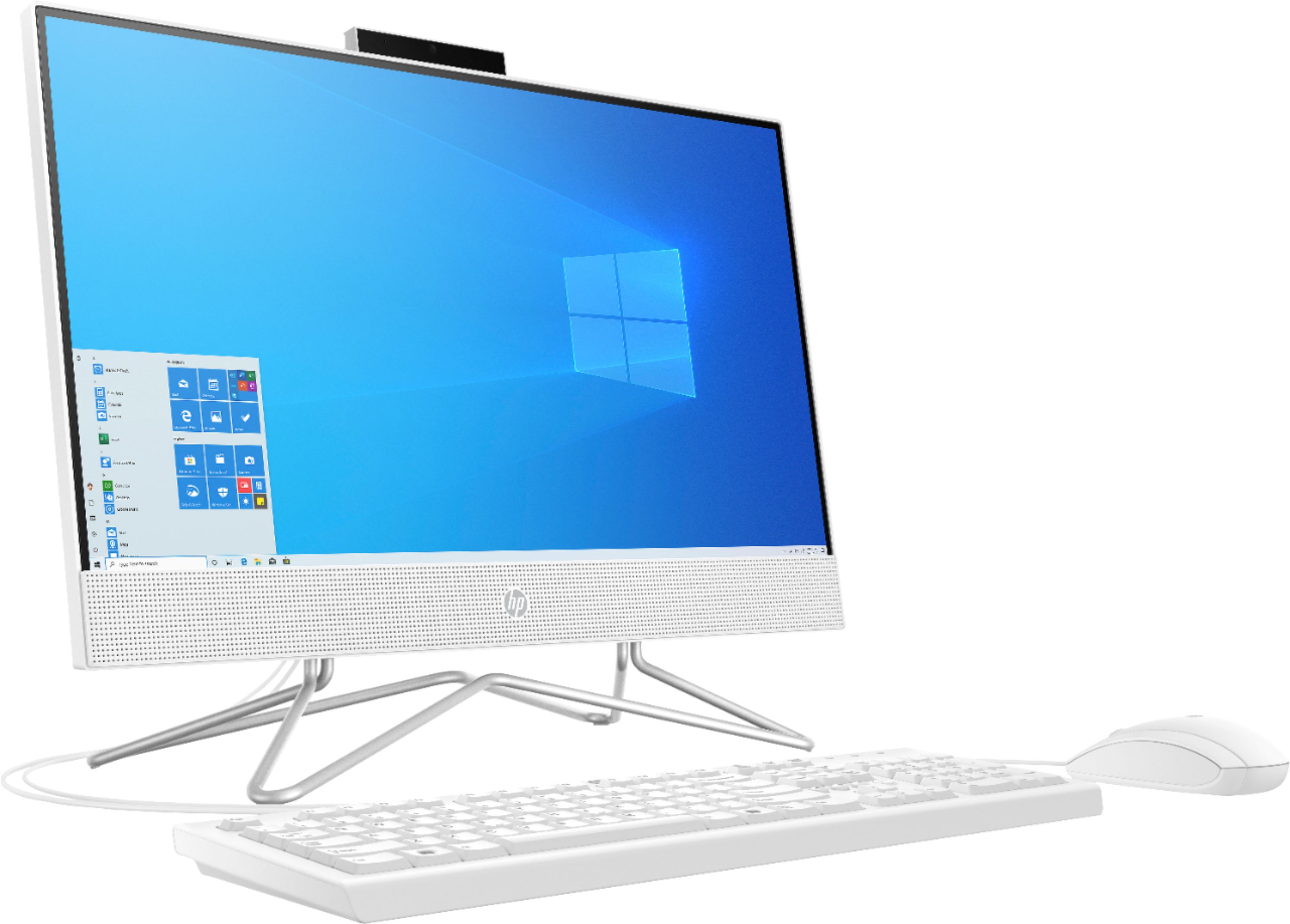 Angle View: HP - 21.5" All-In-One - Intel Celeron - 4GB Memory - 128GB SSD - Snow White